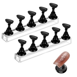 Set of 2 Nail Stands for Press On Nails Display, Acrylic Nails Art Practice Stands, Nail Tips Holder for Nail Tips Practice, DIY Nail Art Stand for False Nail Tip Manicure Tool (Black)