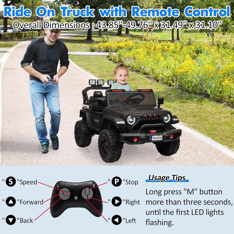 JR1839 Black Parental Remote Control Car, 2.4G Bluetooth Remote Control