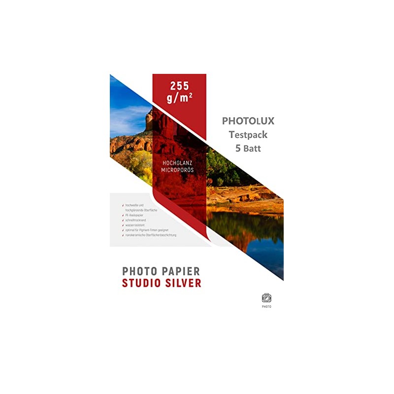 Photolux Sample Pack/Testpack A4-5 Sheets Photo Paper (StudioSILVER 255 GSM