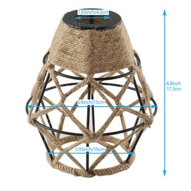 Metal Cage Handcrafted Woven Lampshade in Natural Neutral Jute Rope Industrial Style Lighting with Elegant Patterns for Wall Sconces Ceiling/Pendant Lights Table/Floor Lamps Home Decor - 4 Packs