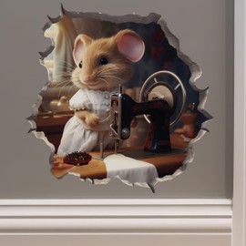 Seamstress Mouse Hole 3D Wall Sticker - Unique Gift Idea