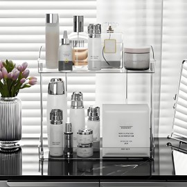 JIOUHM Kosmetikorganiser Make up Organizer 2 Ebenen, Große Kapazität Makeup Aufbewahrung für Schminktisch, Multifunktionaler Hautpflege Organizer für Badezimmer Schminktisch Organizer