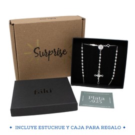 FALÚ JOYERÍA - Rosario de Plata Ley 925 para Caballero Bola Lisa 4 mm x 55 Cm de Largo