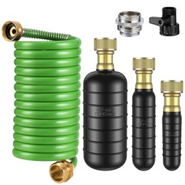3 Pcs Drain Bladder Kit, Drain Cleaning Bladder Fits 1" to 6" Pipes, with 10 ft Retractable Hose, Shut-Off Valve & Brass Faucet Adapter Fits Most Faucets– For Sinks, Showers, Pools & Drains (Green)