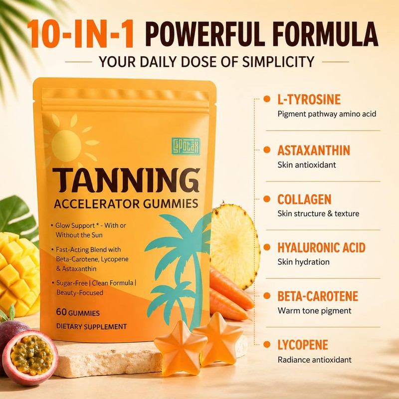 Sapotax Tanning Gummies with Astaxanthin, Sunless Tanning Supplement with Beta