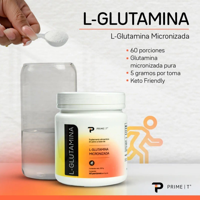 Glutamina Polvo Pura Primet 300g Porciones Sabor
