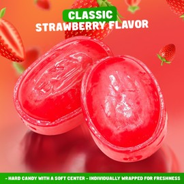 Strawberry Bon Bons 4 lb – Individually Wrapped Hard Candy with Soft Center, Bulk, Old Fashioned