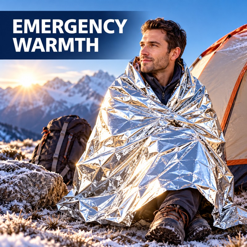2-Pack PET Emergency Thermal Blankets, Reflective Survival Covers for Camping,
