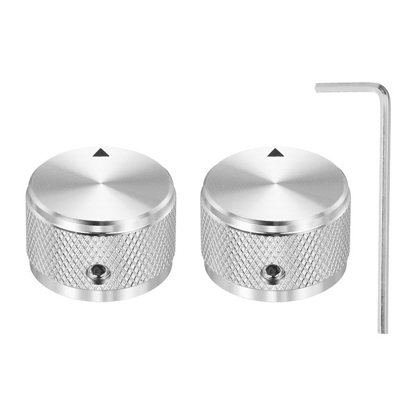 sourcing map 2 Pcs Aluminium Potentiometer Knobs, 1/4" (6mm) Universal