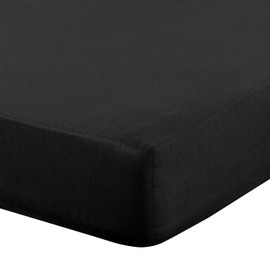 Eurofirany - Fitted Sheet 140 x 200 cm - Basic Cotton Flat Sheet with Elastic Band, Durable - for Thick Mattresses 30 cm Deep Pocket - Many Colours, Black