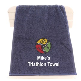 aztex Triathlon Gym Towel, Sweat Towel, Workout Towel, for triathletes, 30cm x 90cm - Navy
