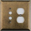 Jumbo Stamped Aged Antique Brass Two Gang Combo Wall Plate