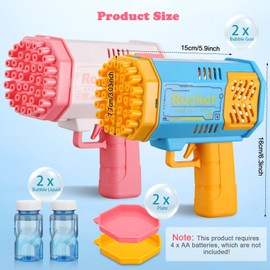 JIZZU 2PCS Seifenblasenpistole für Kinder, 40 Löcher Seifenblasenmaschine Kinder mit 2 Flaschen Seifenblasenlösung, Seifenblasenmacher für Geburtstag, Hochzeiten, Karneval, Party, Strände, Schwimmbad