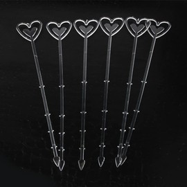 80 Pcs Clear Heart Head Plastic Flower Card Holder Stick Floral Picks for Flower Arrangements Valentine's Day Wedding Decorations