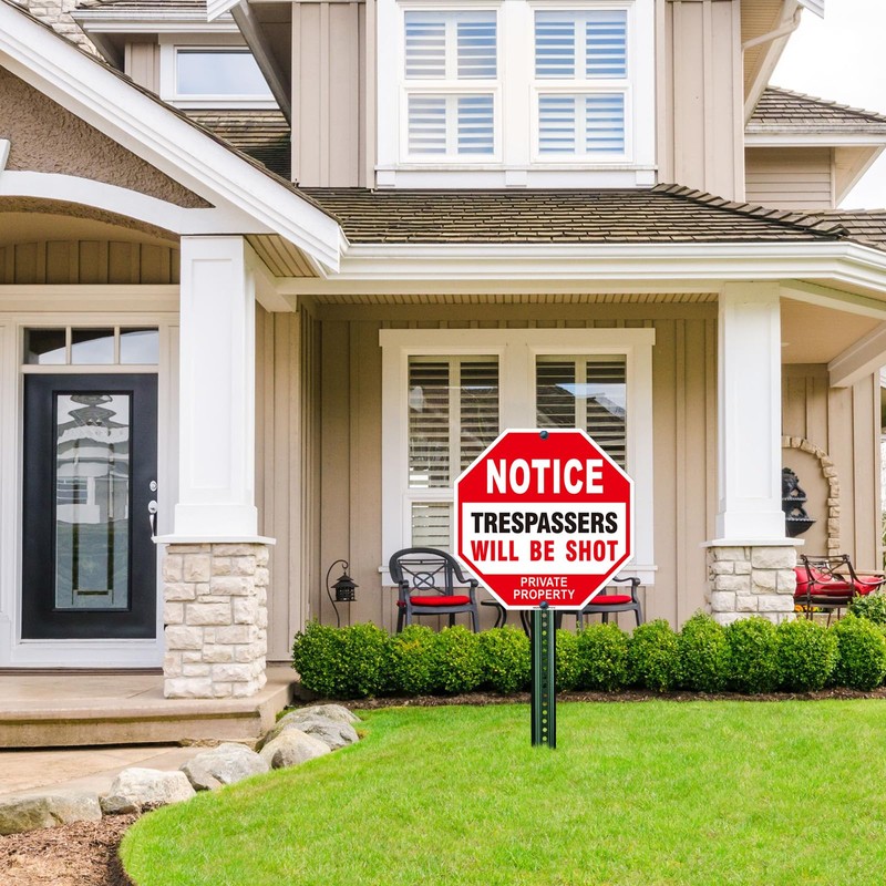Notice Trespassers Will be Shot Sign, No Trespassing Violators Will