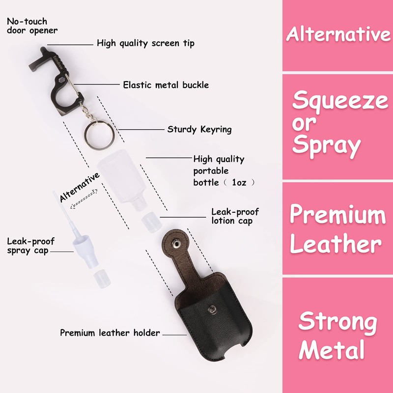 Ezindraw 2 PCS Hand Sanitizer Spray Keychains, Premium Leather Hand