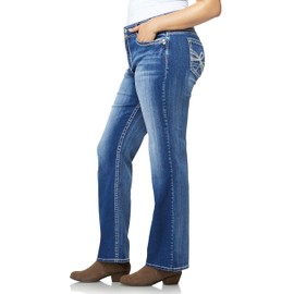 WallFlower Women's Luscious Curvy Bootcut Mid-Rise Insta Stretch Juniors Jeans (Standard and Plus), Jenna, 16 Plus