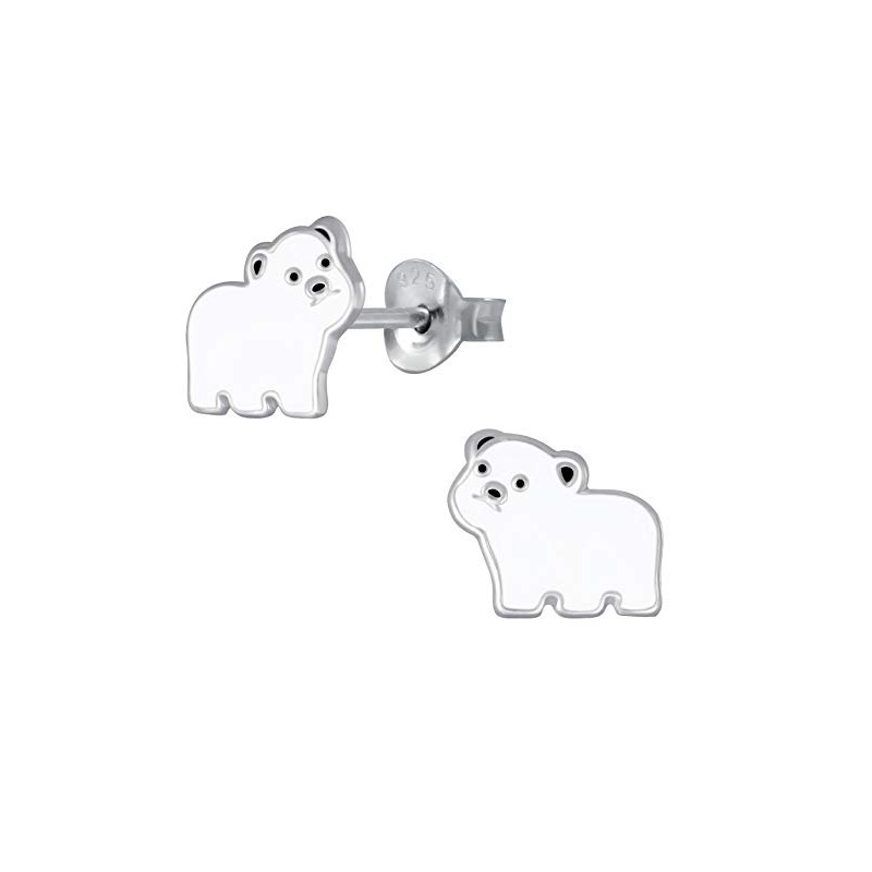 Polar Bear Teddy Earrings - 925 Sterling Silver