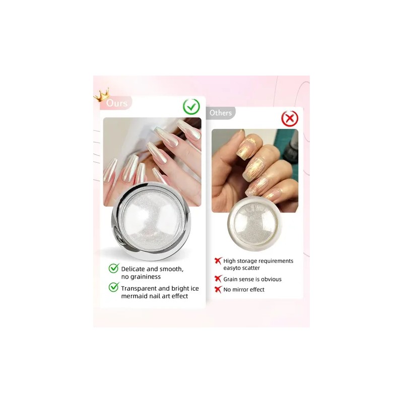 3 Pcs Polvo De Espejo Para Uñas, Efecto Iridiscente Aurora
