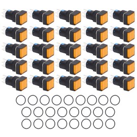 25Pcs Squares Push Button Switch 8 Pin Self Locking Switches with Light for Distribution Box 16mm