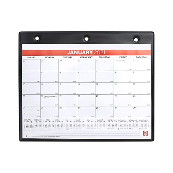 TRU RED 2021 8 x 11 Desk/Wall Calendar, White/Red/Black (TR1294921)