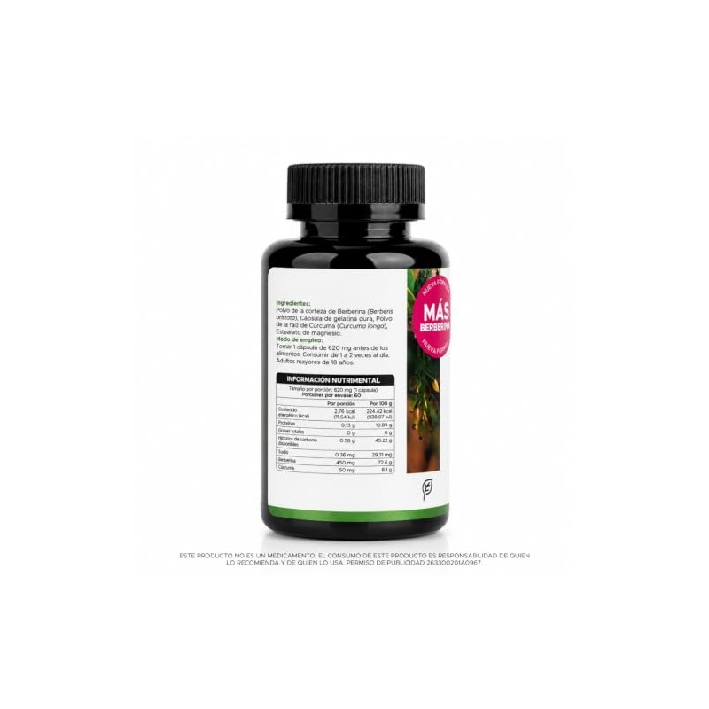 PACALLI Berberina con Cúrcuma 620mg - 60 Cápsulas