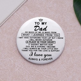 To My Dad Pocket Hug Token Gift for Men Father's Day Gifts for Dad from Son Daughter Christmas Birthday Keyring Gift for Father Double Sided Message Engraved with Leather Keychain