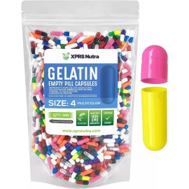 Capsules Express Size 4 Multi Color Empty Gelatin Capsules Kosher Gel Caps Pills - 500