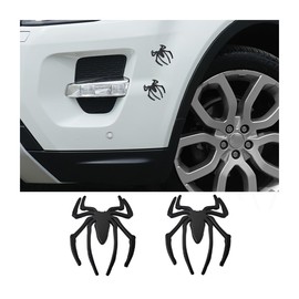 JNNJ Pack of 2 3D Spider Logo Car Stickers, Zinc Alloy Car Sticker, Universal Waterproof and Rustproof Vehicle Metal Sticker for Motorcycle Car Truck (Black)