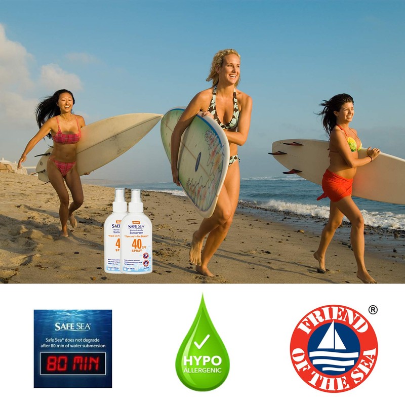 Safe Sea Sunscreen with SPF40 Spray. Eco-friendly Sunscreen. (40SPF Adults