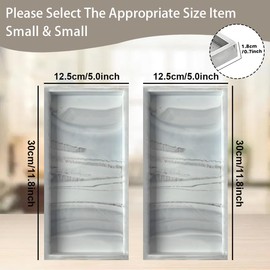 2PCS 11.8” L x 5” W Silicone Soap Dispenser Tray, Bathroom Sink Vanity Trays for Dresser Tops, Toilet, Small Tray for Scrubber, Lotion Bottles, Perfume, Jewelry, Candle, Key Trinket Ring-White Marble