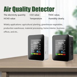 Household Air Quality Detector Multifunctional CO2 Tester with Carbon Dioxide TVOC HCHO Value Electricity Quantity Temperature Humidity Display