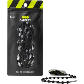 Caterpy RUN - Ultimate No Tie Shoelaces for Adults & Kids - Versatile & Easy-to-Use Shoe Laces - Jaguar Black, Small, Single Pack