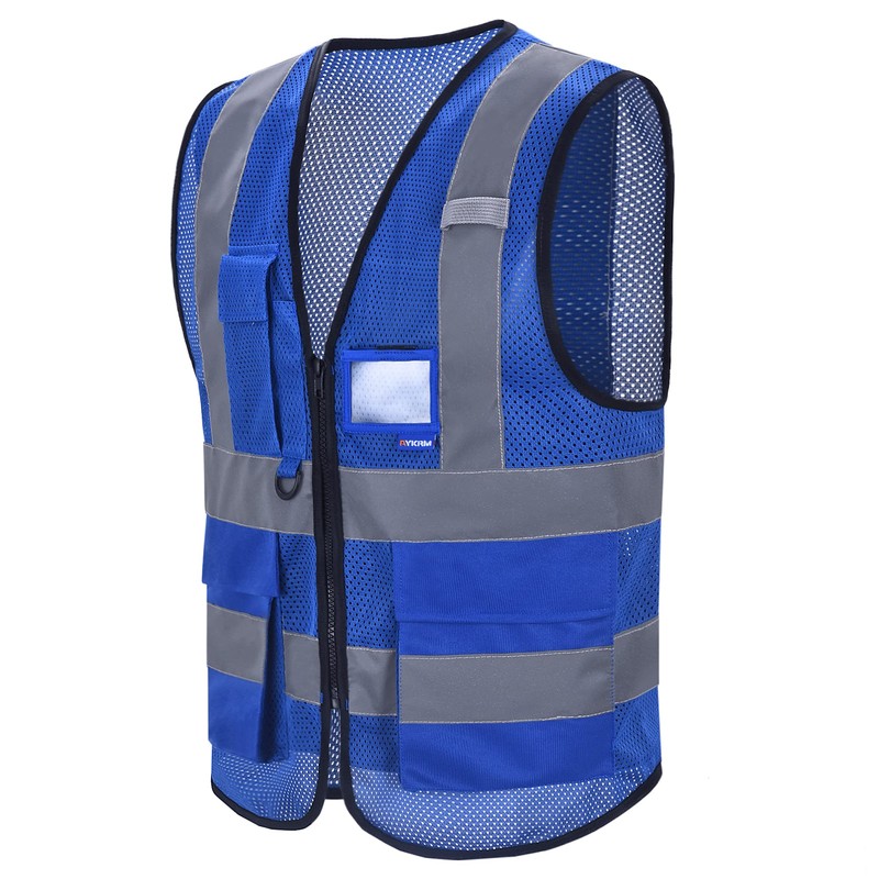 A-SAFETY High Visibility Mesh Safety Reflective Vest with Pockets and