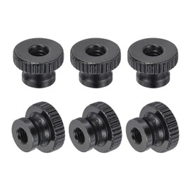 sourcing map Knurled Thumb Nuts, 6Pcs M4 x 12 x 8mm Carbon Steel Knurled Nut, Adjusting Round Knobs Fasteners Nuts for 3D Printer Parts, Black