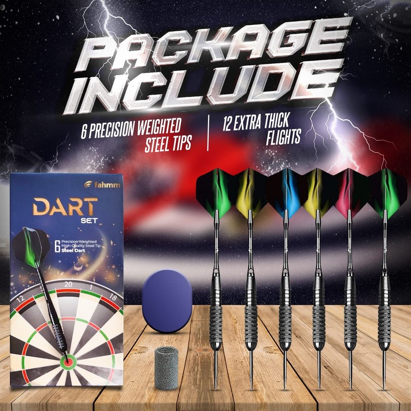 Fahmm Professional steel tip Darts set-22G Pack Of 6 Aluminium