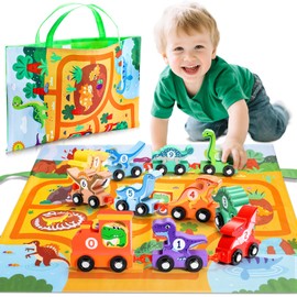 Anginne Montessori Toys for 1 2 3 Year Old Boy, Wooden Dinosaur Toys for Kids Toddler Toys Gifts for 1-3 Year Old Boy 1st Birthday Gifts for Boys Girls Educational Toy Gift for Kids