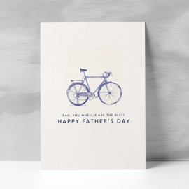 Postcard Prints - Father's Day Card For Dad Bicycle Illustration Simple Father's Day Card You Wheelie Are The Best Dad Father's Day Card