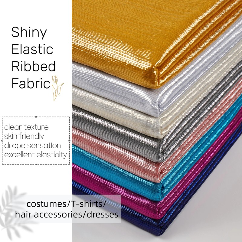 MaiMaiSuan 60’’ Wide Soft Shiny Stretch Metallic Luster Rib Knit