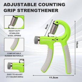 Hand Trainer Set with Adjustable Resistance, 5-Piece Finger Trainer Set with Grip Ball, Hand Muscle Trainer, Black (Green Without Counting Function)