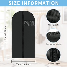 2 Pcs Suit Bags,Garment Bags with Clear Window, Dust-Proof Suit Cover for Storage Suits,T-shirts,Dress,Jackets and Coats (60x120cm)