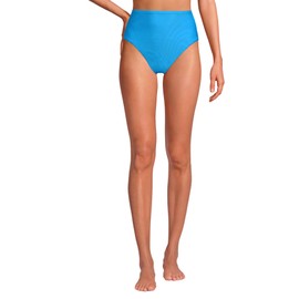 Lands' End Women's Chlorine Resistant Ottoman Rib High Waisted Bikini Bottoms 14 Freshwater Blue Ottoman