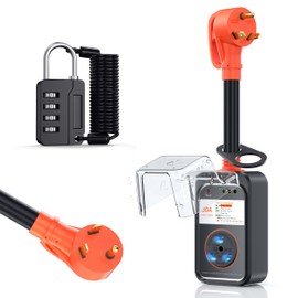 ZEALBON RV Surge Protector 30 Amp Waterproof,9800 Joules Upgraded RV Circuit Analyzer with Waterproof Cover, RV Power Voltage Protection Guard Camper Accessories for Travel Trailers(Orange)