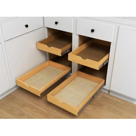 Elysian 14" Pull Out Kitchen Drawer for 18" Cabinets, Birch Solid Wood Storage Tray, 21"D x 3"H, Smooth Ball Bearing Glides, Sturdy Side Mount Design, Natural Finish