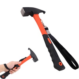 Camping Hammer Tent Puller - Fixed Belt Tent Camping Hammer with Rubber Handle for Outdoor Picnics (Orange)