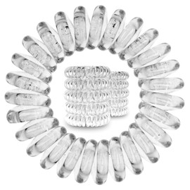 Specora - Spiral Hair Bobbles Pack of 10 - 4 cm TPU Transparent - Phone Cable Hair Bobbles Made of TPU - Elastic Hair Bobbles for Women & Girls - No Pulling, Less Hair Breakage &