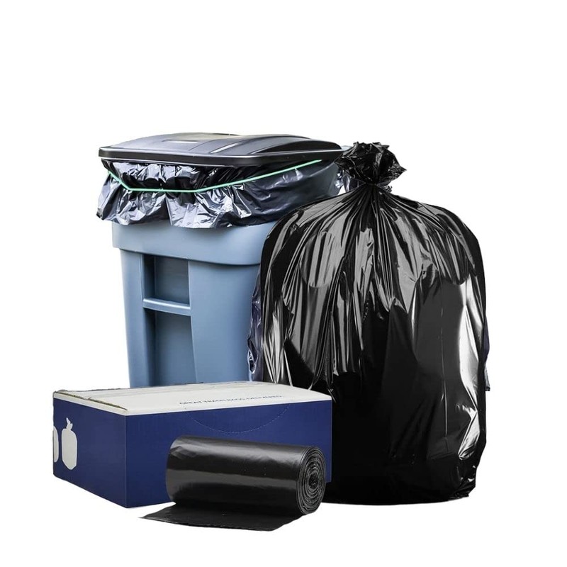 Plasticplace 64-65 Gallon Black Trash Bags, Heavy Duty Toter Can