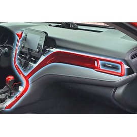 HANSTRONG GEAR 2PCS ABS Red Color Interior Front Dashboard Center Console Strips Trim Molding Cover for Toyota Camry 2018 2019 2020 2021 2022 2023