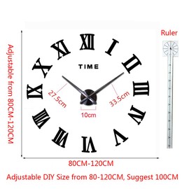 FASHION in THE CITY 3D DIY Mirror Surface Wall Clocks Creative Design Room Decorative Wall Watches (Gold)