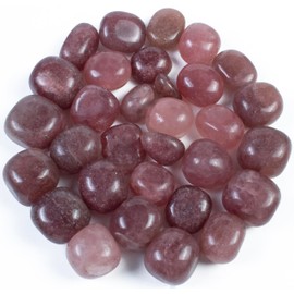 Crocon 1LB Strawberry Quartz Tumbled Stones and Natural Crystal 2000+ Carats for Reiki Healing Crystal Polished, Chakra Mediation Reiki Gift, Home Decor Size : 20-25 mm